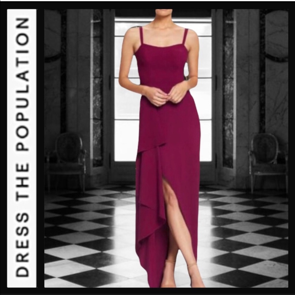 Dress the population Cora Waterfall Dress- Small